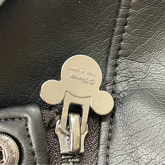 Disney Girls Faux Leather Mickey Mouse Studded Biker Jacket full zip size 11/12 - Picture 3 of 10